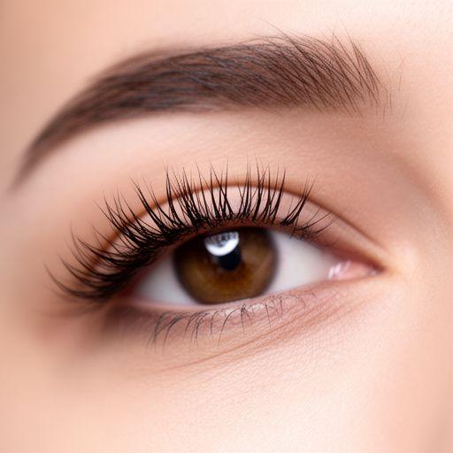 Detailaufnahme von gelifteten und gefärbten Wimpern in einem Beauty-Studio mit weichem Licht und sauberem Finish